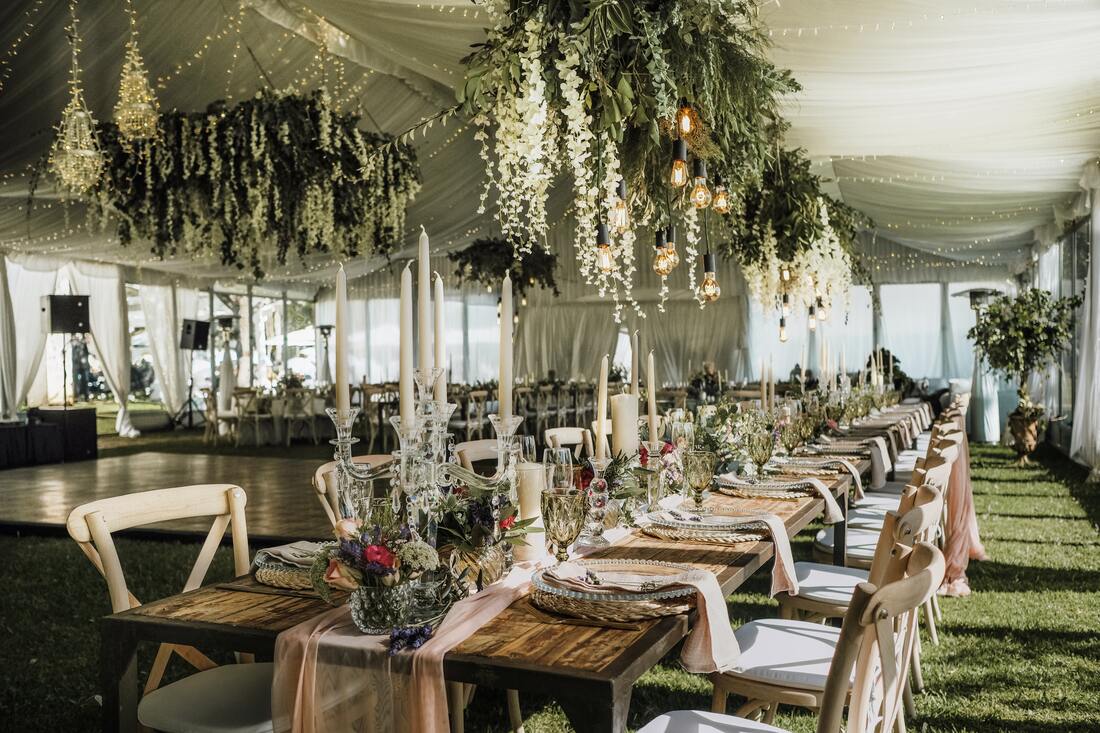 wedding venue decoration with flowers and greenery Picture